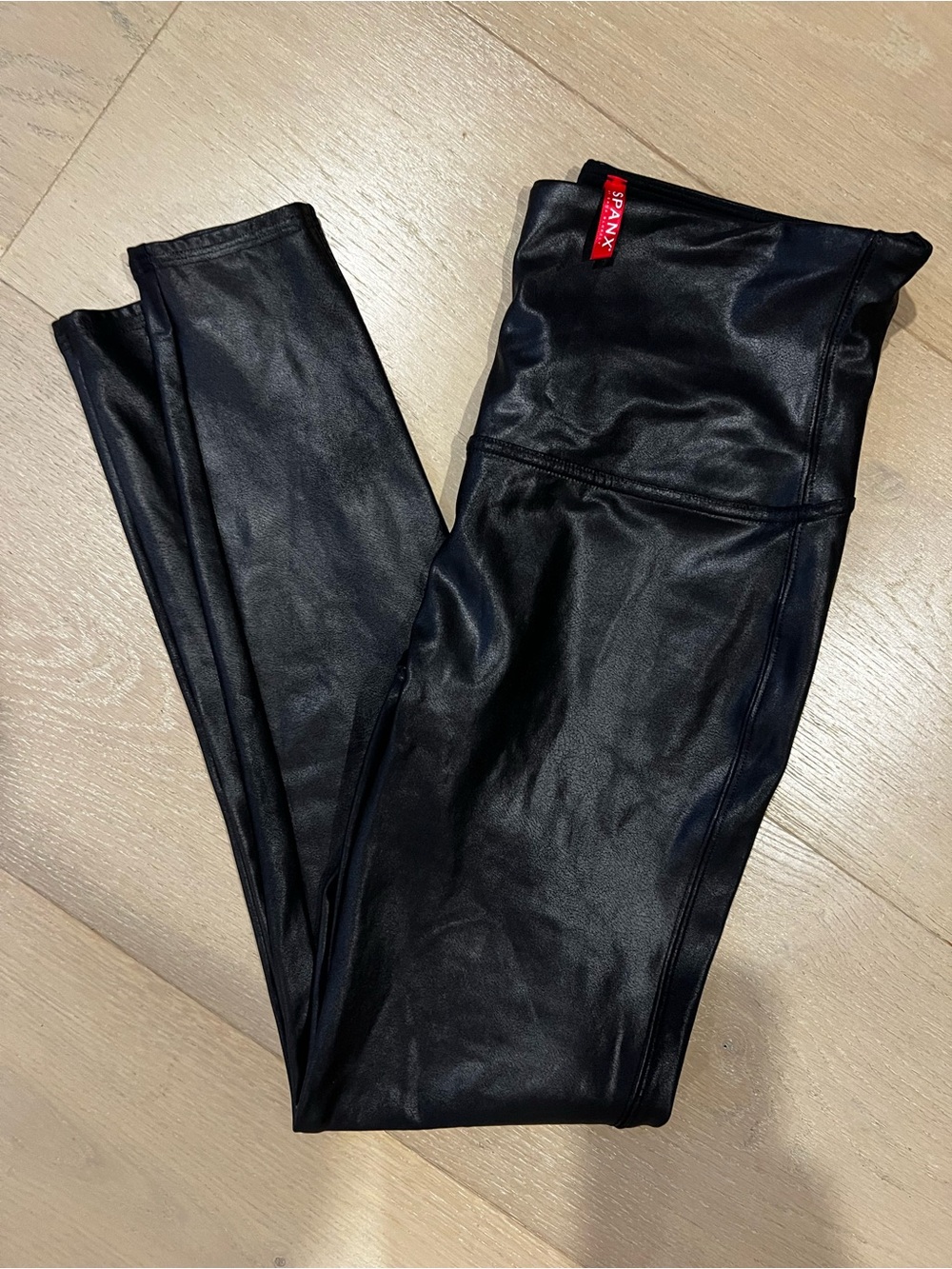 Spanx Black Faux-Leather Leggings - Sleek Women’s Jeans Alternative XL